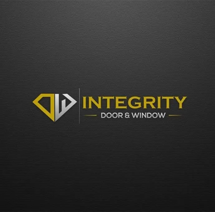 Integrity Door & Window brand mark on a dark textured canvas.